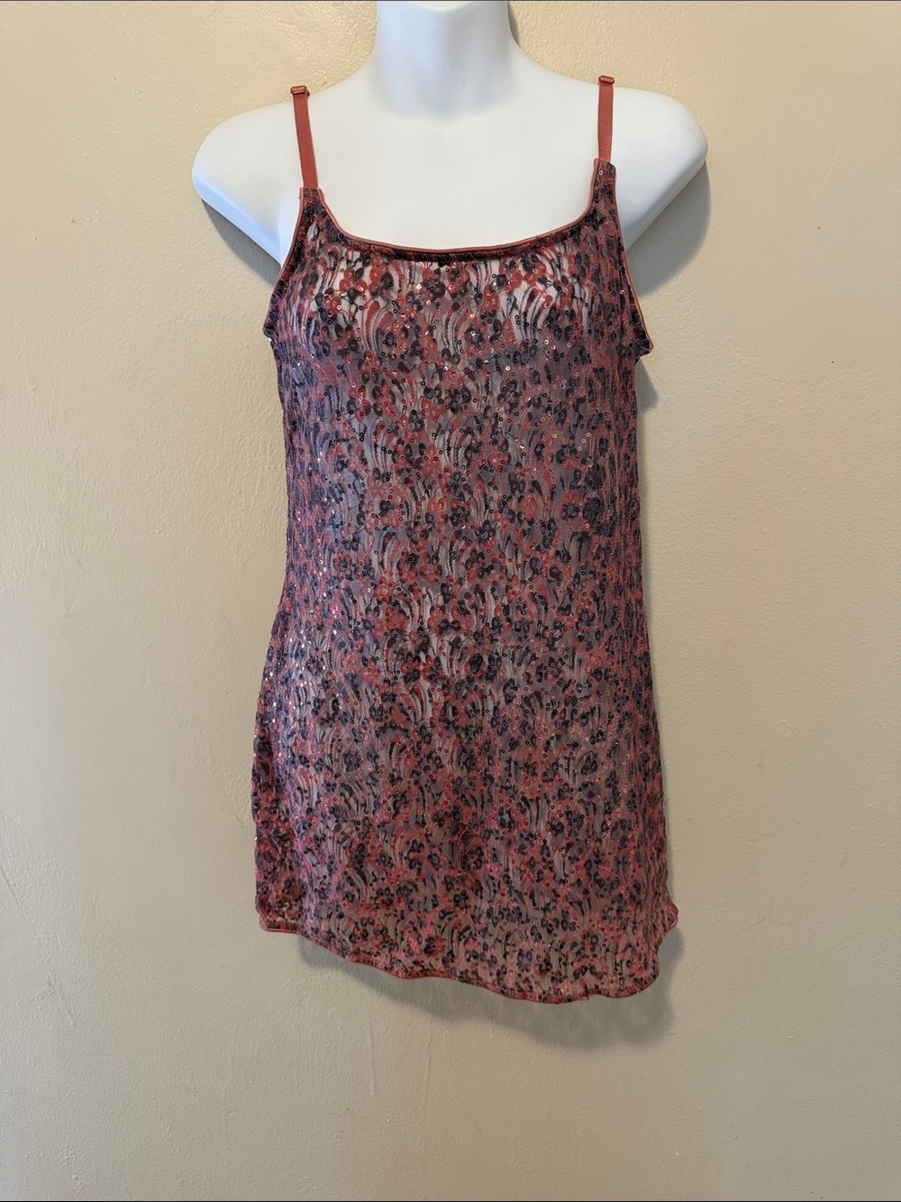 Daytrip Coral Pink Sheer Floral Cami Top